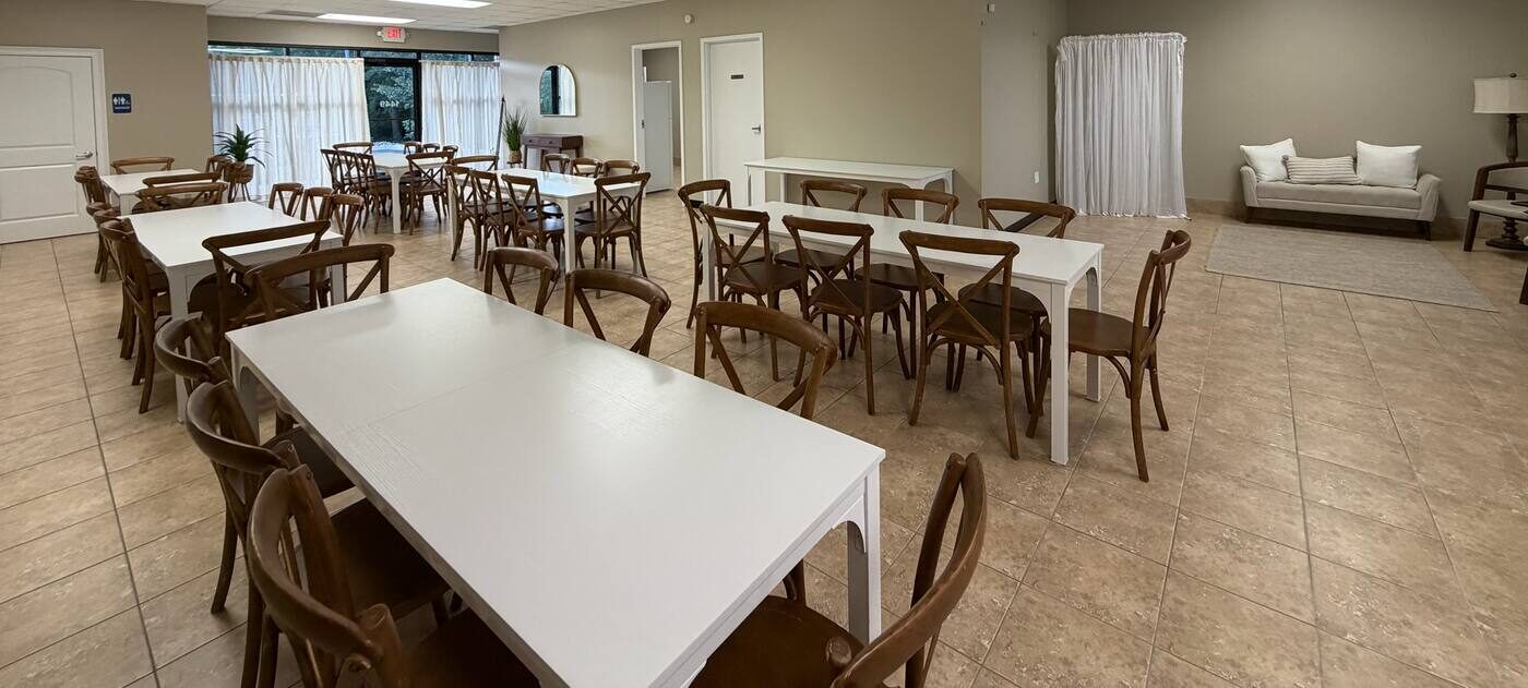 The open Simply Social venue in Hickory NC, available as partitioned private office sections on weekdays